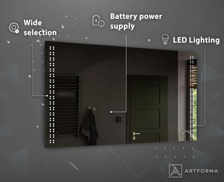 Prostokątne Lustro LED Na Baterie Podświetlane L55  Do Łazienki #4