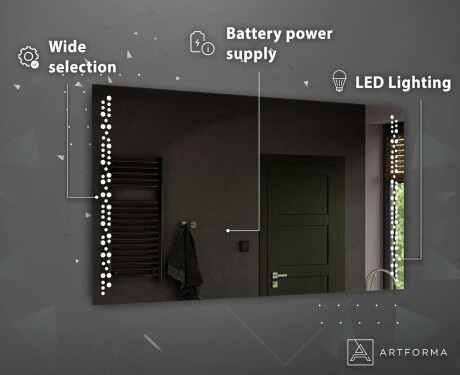 Prostokątne Lustro LED Na Baterie Podświetlane L65  Do Łazienki #4