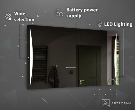 Prostokątne Lustro Podświetlane LED Na Baterie L135 #4