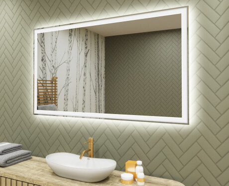Prostokątne Lustro Łazienkowe Podświetlane 120x70cm z zimną barwą LED 7000K, ciepłą barwą 3000K lub barwą neutralną 4500K
