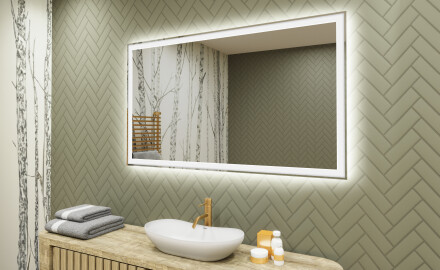 Prostokątne Lustro Łazienkowe Podświetlane 120x70cm z zimną barwą LED 7000K, ciepłą barwą 3000K lub barwą neutralną 4500K