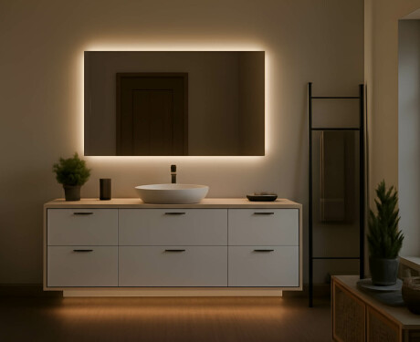 Prostokątne Lustro Łazienkowe Podświetlane 120x70cm z zimną barwą LED 7000K, ciepłą barwą 3000K lub barwą neutralną 4500K