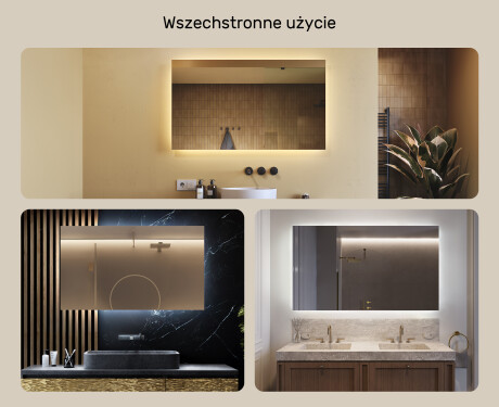 Prostokątne Lustro Łazienkowe Podświetlane 120x70cm z zimną barwą LED 7000K, ciepłą barwą 3000K lub barwą neutralną 4500K #2