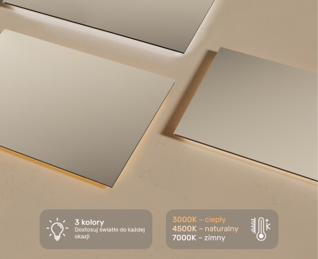 Prostokątne Lustro Łazienkowe Podświetlane 120x70cm z zimną barwą LED 7000K, ciepłą barwą 3000K lub barwą neutralną 4500K #3