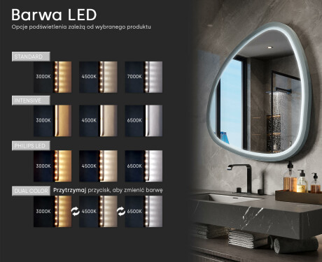 Nieregularne lustro LED z ramą MDF lakierowaną na wysoki połysk L308 #5