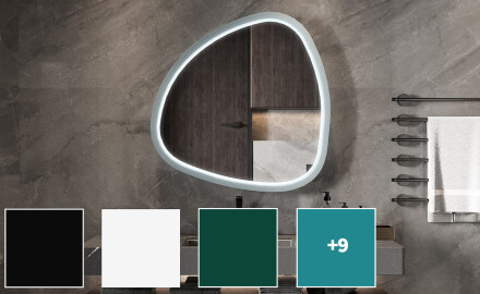 Nieregularne lustro LED z ramą MDF lakierowaną na wysoki połysk L308