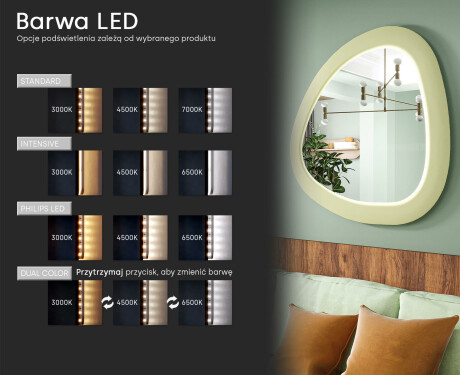 Lustro LED o nieregularnej linii z lakierowaną ramą MDF L308 #5
