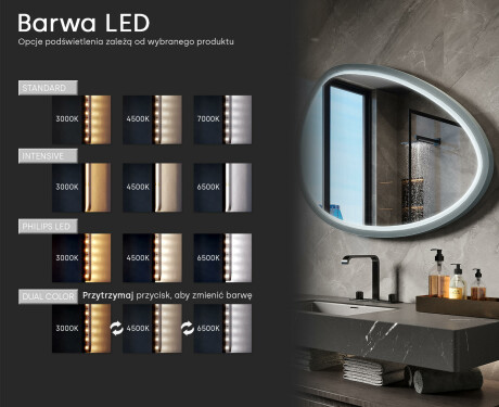 Asymetryczne lustro LED z lakierowaną ramą MDF L310 #5