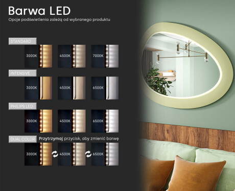 Asymetryczne lustro LED z ramą MDF L310 #5
