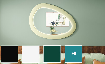 Asymetryczne lustro LED z ramą MDF L310
