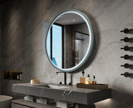 Lustro LED okrągłe w lakierowanej ramie MDF L306