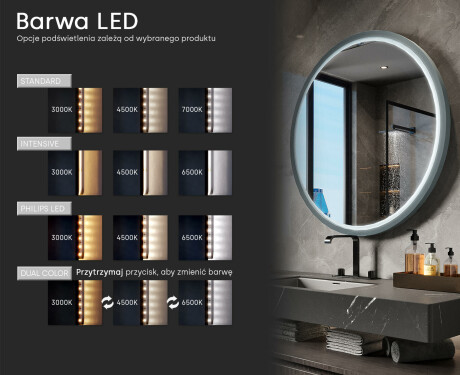 Lustro LED okrągłe w lakierowanej ramie MDF L306 #5
