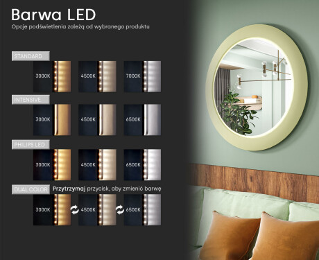 Lustro LED MDF w okrągłej, lakierowanej oprawie L306 #5
