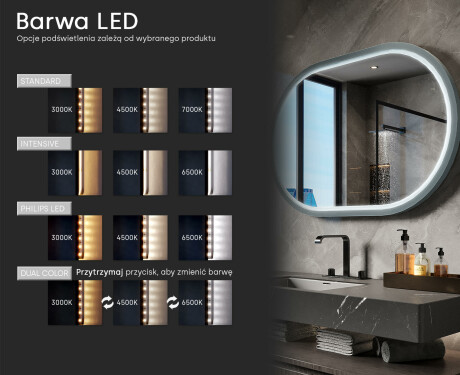 Lustro LED w kształcie stadionu, lakierowana rama MDF L307 #5