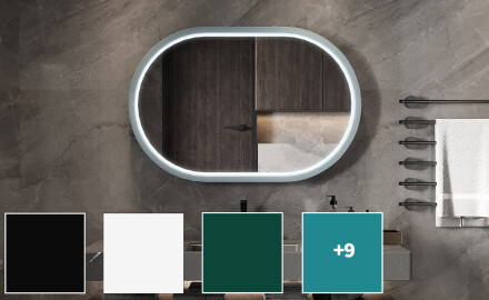 Lustro LED w kształcie stadionu, lakierowana rama MDF L307