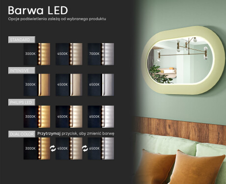 Nowoczesne lustro LED o stadionowym kształcie z ramą MDF L307 #5