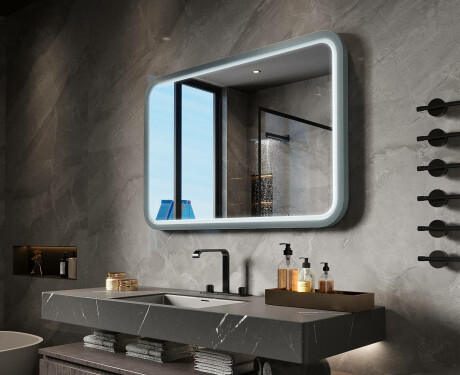 Zaokrąglone lustro LED z lakierowaną ramą MDF L305