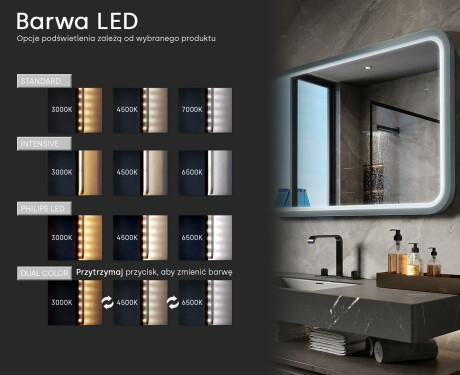 Zaokrąglone lustro LED z lakierowaną ramą MDF L305 #5