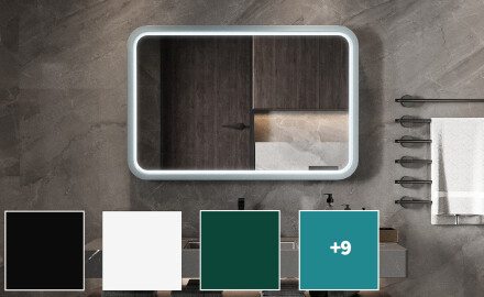 Zaokrąglone lustro LED z lakierowaną ramą MDF L305