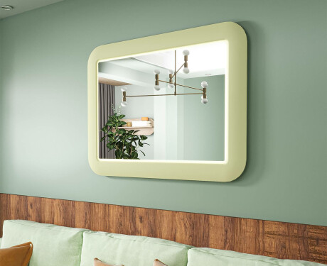 Zaokrąglone lustro LED w połyskującej ramie MDF L305