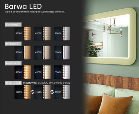 Zaokrąglone lustro LED w połyskującej ramie MDF L305 #5