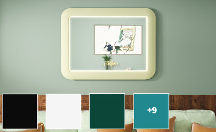 Zaokrąglone lustro LED w połyskującej ramie MDF L305
