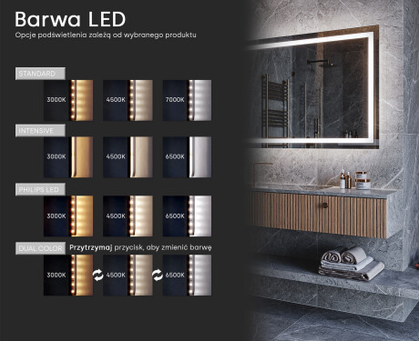 Lustro Łazienkowe LED z Ramą WoodenFrame #10