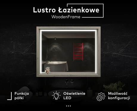 Lustro Łazienkowe LED z Ramą WoodenFrame #2