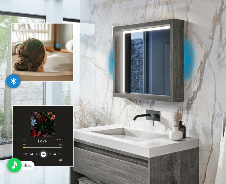 Lustro Łazienkowe LED z Ramą WoodenFrame #5