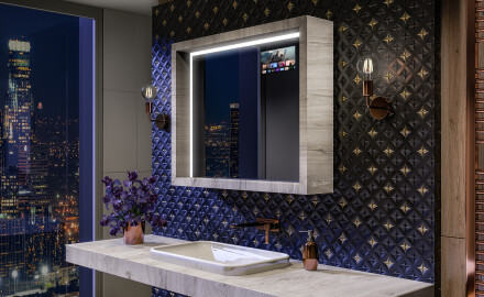 Lustro łazienkowe LED z ramą WoodenFrame w kolorze Dąb Oslo