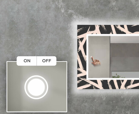 Podświetlane lustro dekoracyjne LED do salonu - Lines #4