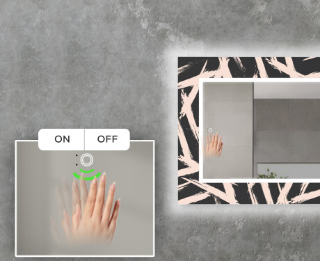 Podświetlane lustro dekoracyjne LED do salonu - Lines #5