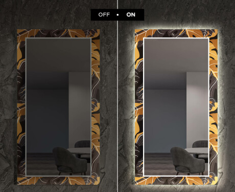 Podświetlane lustro dekoracyjne pionowe LED do przedpokoju - Autumn Jungle #7