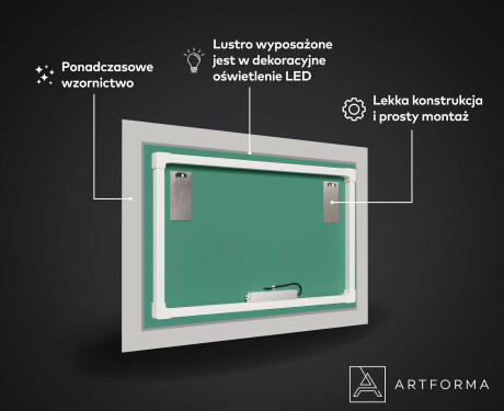 Podświetlane lustro dekoracyjne LED do przedpokoju - Ancient Pattern #3