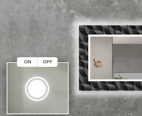 Podświetlane lustro dekoracyjne LED do salonu - Dark Wave #4