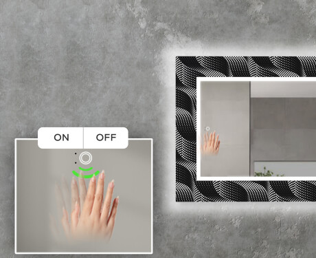 Podświetlane lustro dekoracyjne LED do salonu - Dark Wave #5