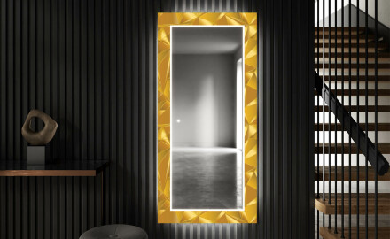 Podświetlane lustro dekoracyjne LED do przedpokoju - Gold Triangles