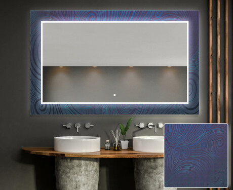Podświetlane lustro dekoracyjne LED do łazienki - Blue Drawing #1