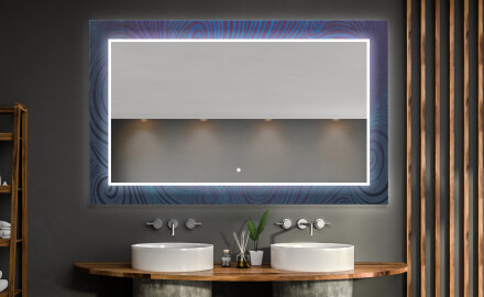 Lustro łazienkowe prostokątne podświetlane LED - Blue Drawing