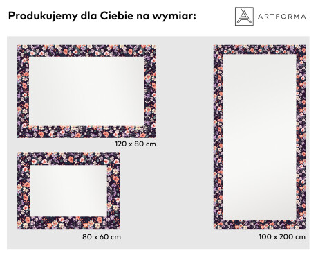 Lustro łazienkowe prostokątne podświetlane LED - Elegant Flowers #2