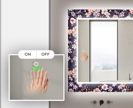 Podświetlane lustro dekoracyjne LED do łazienki - Elegant Flowers #5