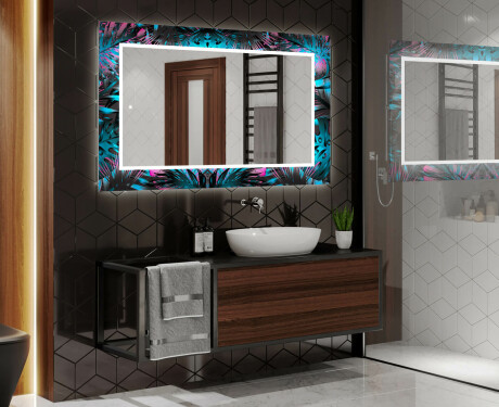 Podświetlane lustro dekoracyjne LED do łazienki - Fluo Tropic #2