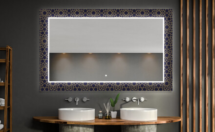 Podświetlane lustro dekoracyjne prostokątne LED do łazienki - Ornament