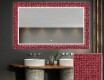 Podświetlane lustro dekoracyjne do łazienki - Red Mosaic
