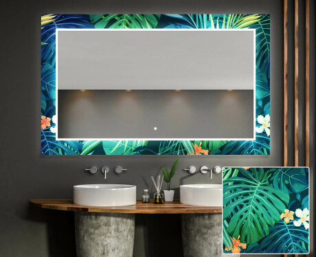 Podświetlane lustro dekoracyjne prostokątne LED do łazienki - Tropical