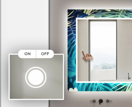 Podświetlane lustro dekoracyjne prostokątne LED do łazienki - Tropical #4