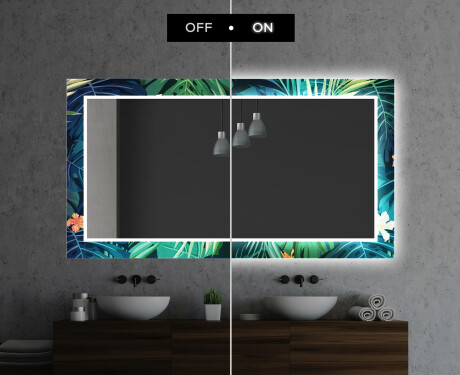Podświetlane lustro dekoracyjne prostokątne LED do łazienki - Tropical #7