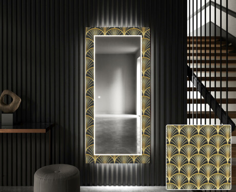 Podświetlane lustro dekoracyjne LED do przedpokoju - Art Deco