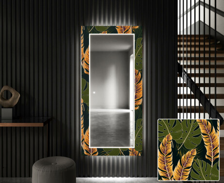 Podświetlane lustro dekoracyjne LED do przedpokoju - Botanical Flowers