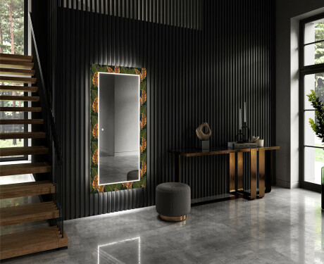 Podświetlane lustro dekoracyjne LED do przedpokoju - Botanical Flowers #2